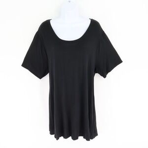 Daily Ritual Short Sleeve Blousy Top‎ Womens 3X Black Viscose Blend Stretch Soft